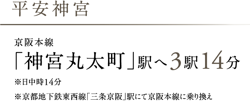 平安神宮　「神宮丸太町」駅へ3駅14分